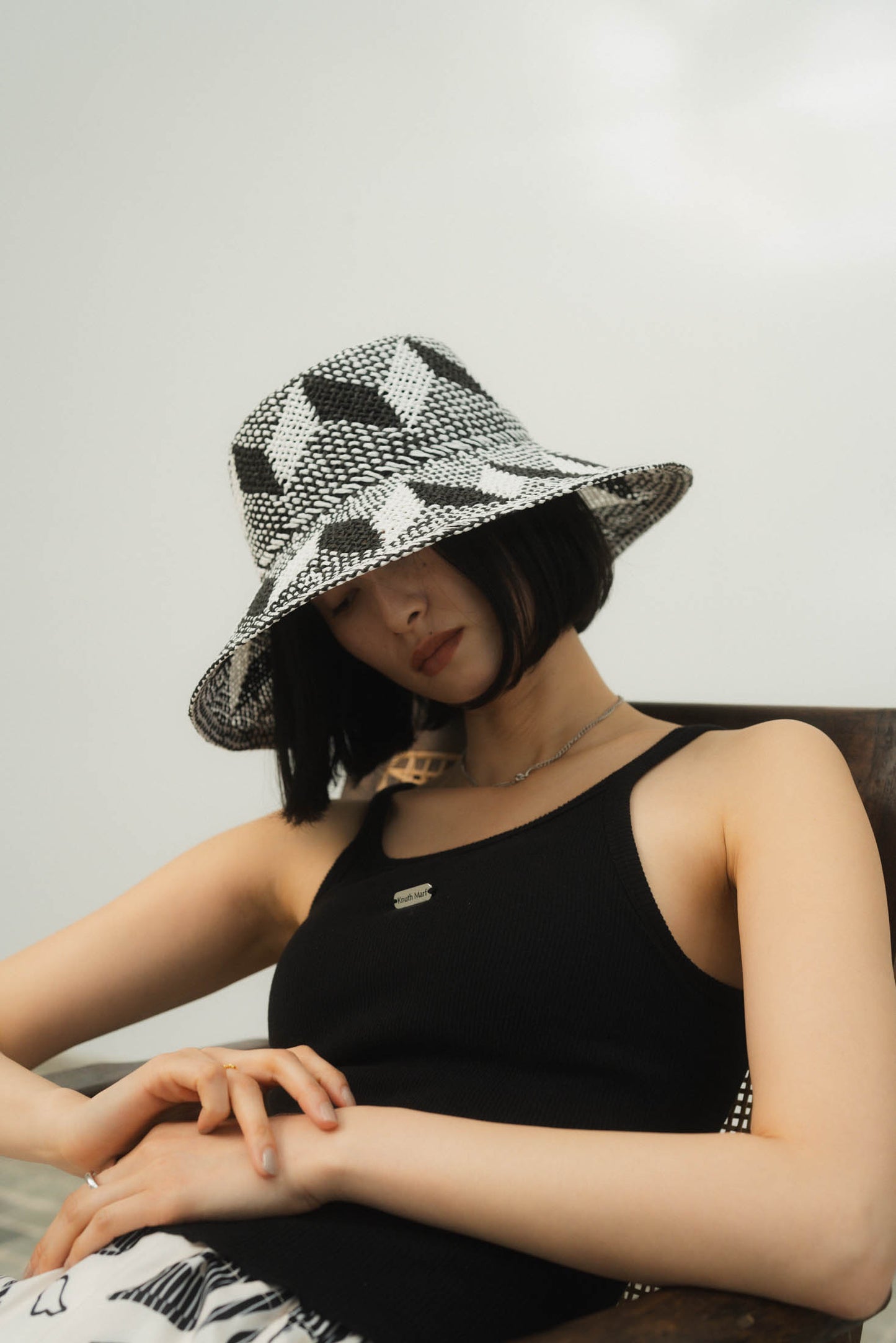 pattern mesh hat/2color