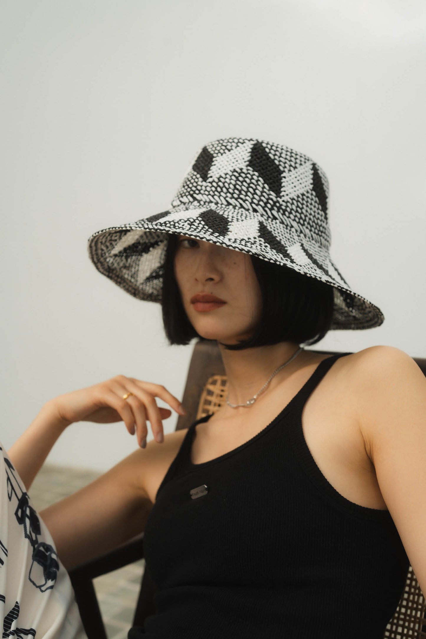 pattern mesh hat/2color