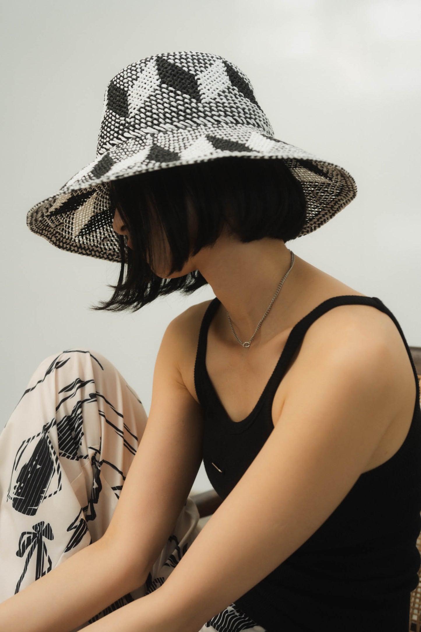 pattern mesh hat/2color
