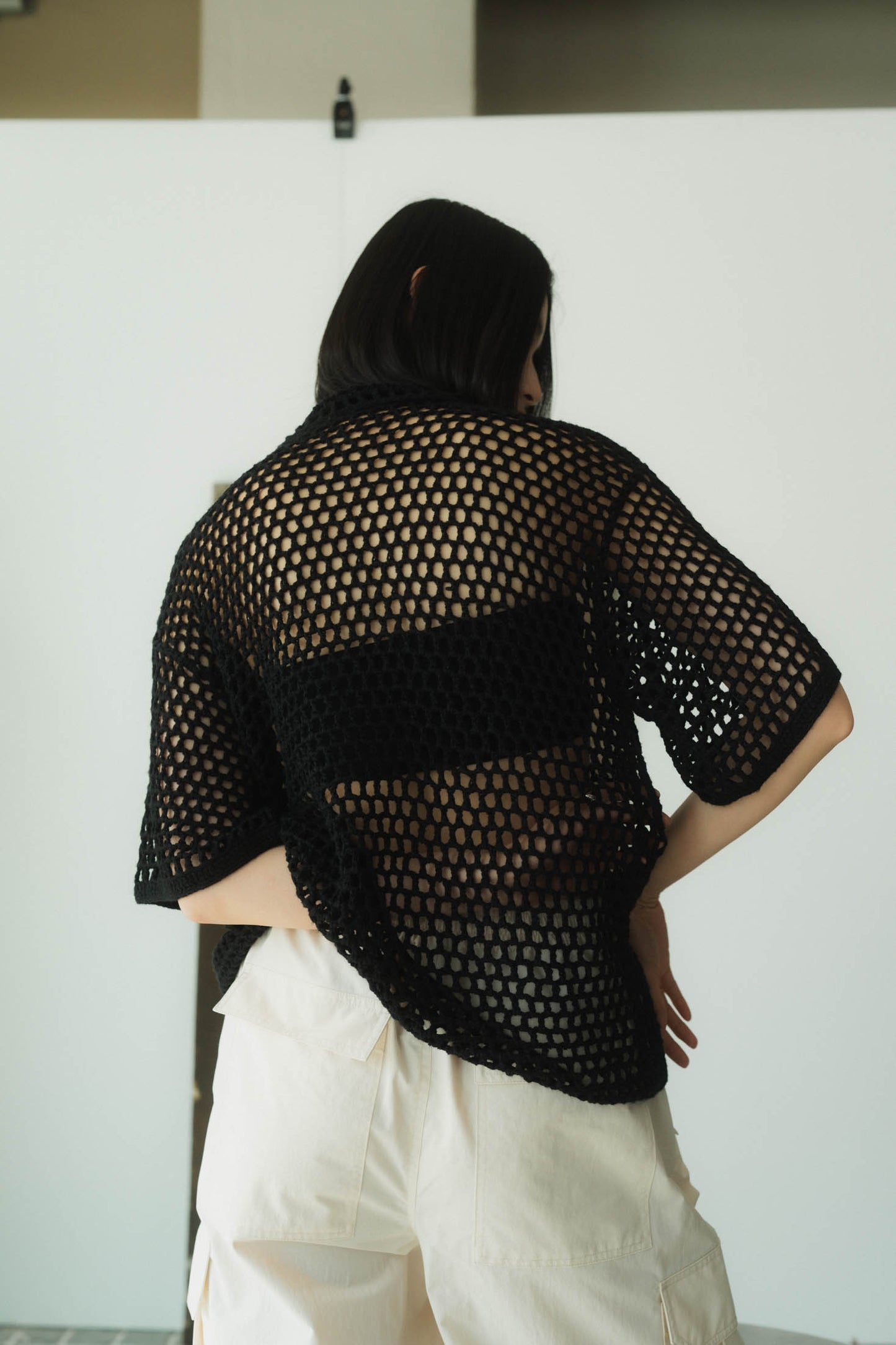 crochet knit shirt/2color