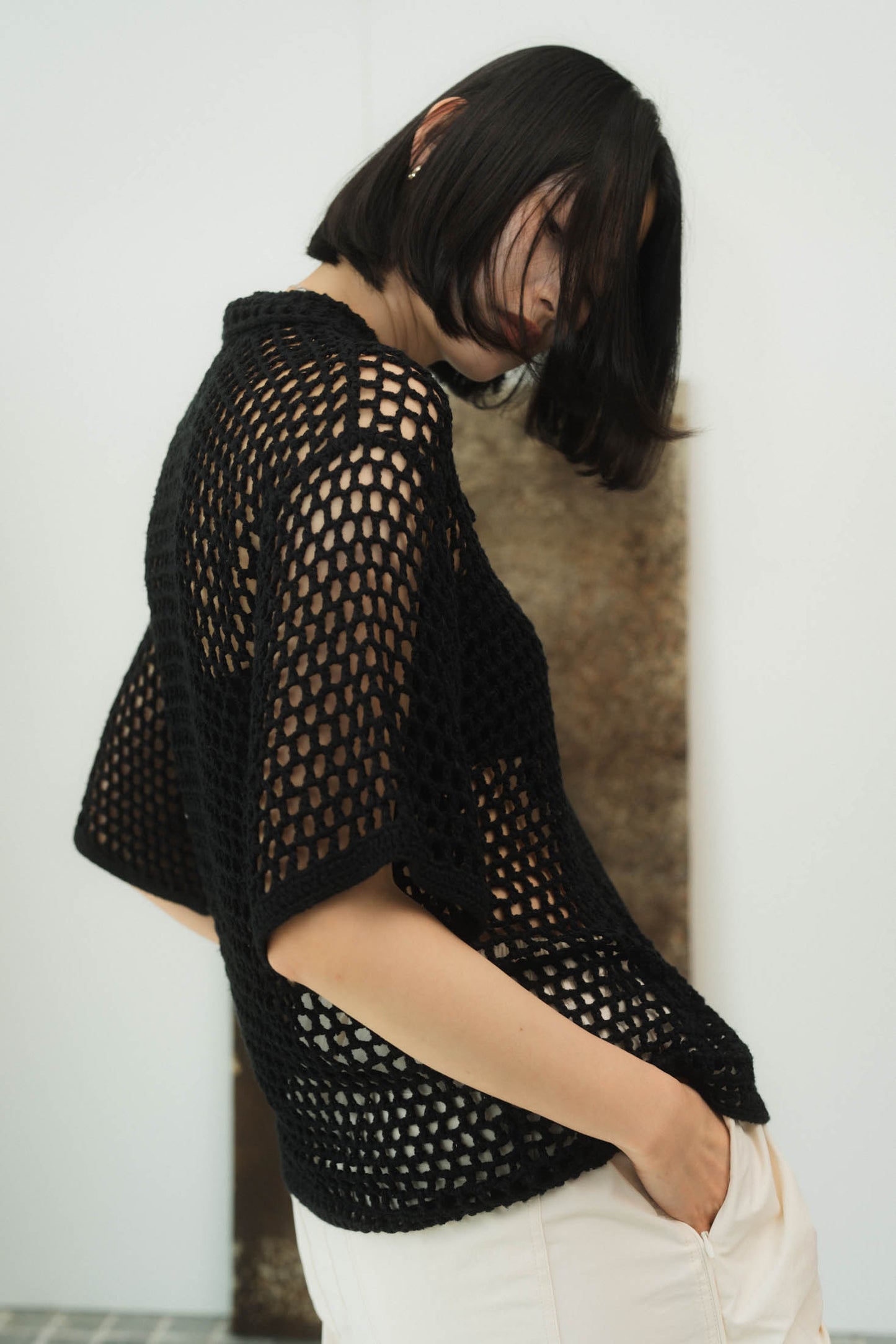 crochet knit shirt/2color