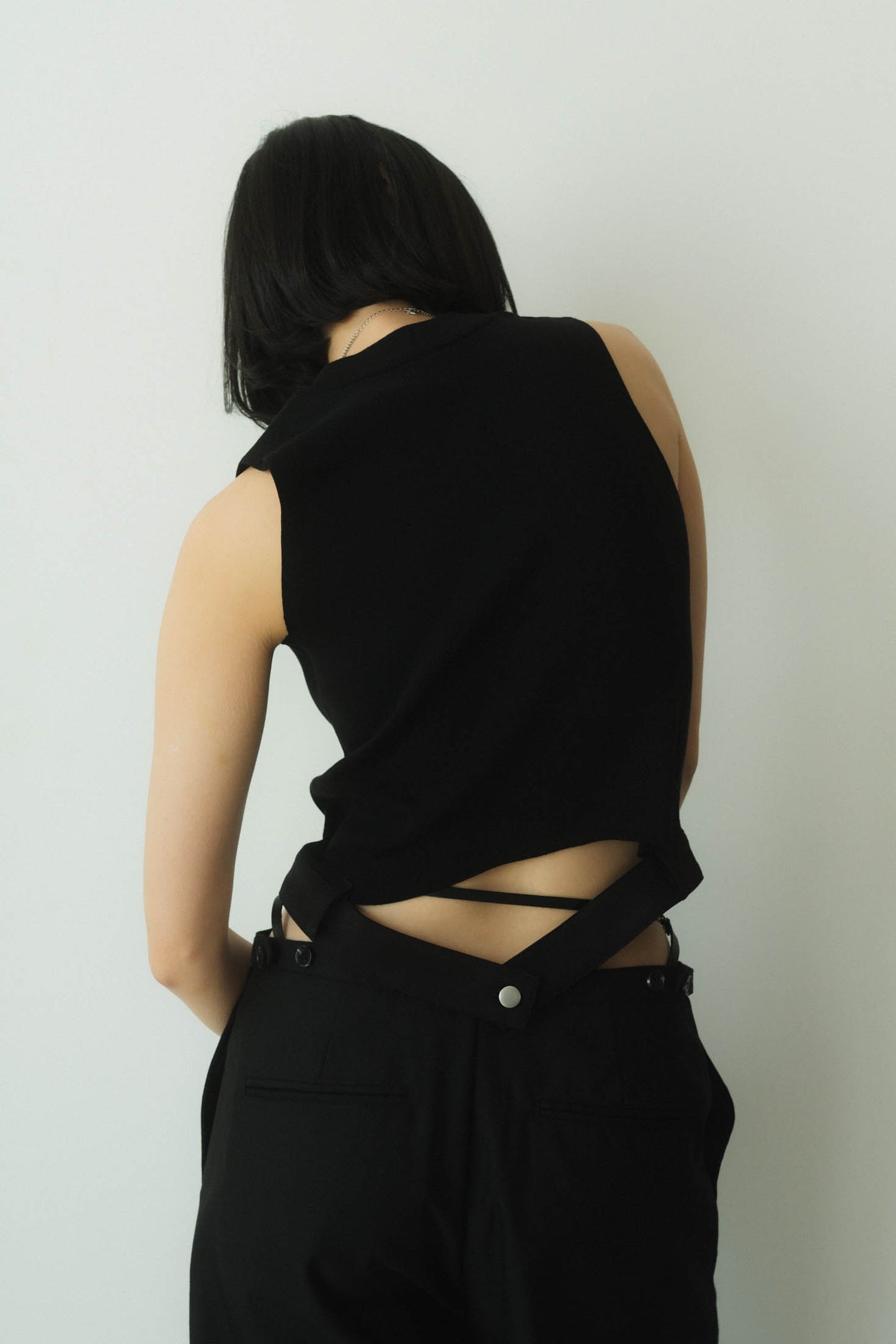half zip knit tank tops/2color