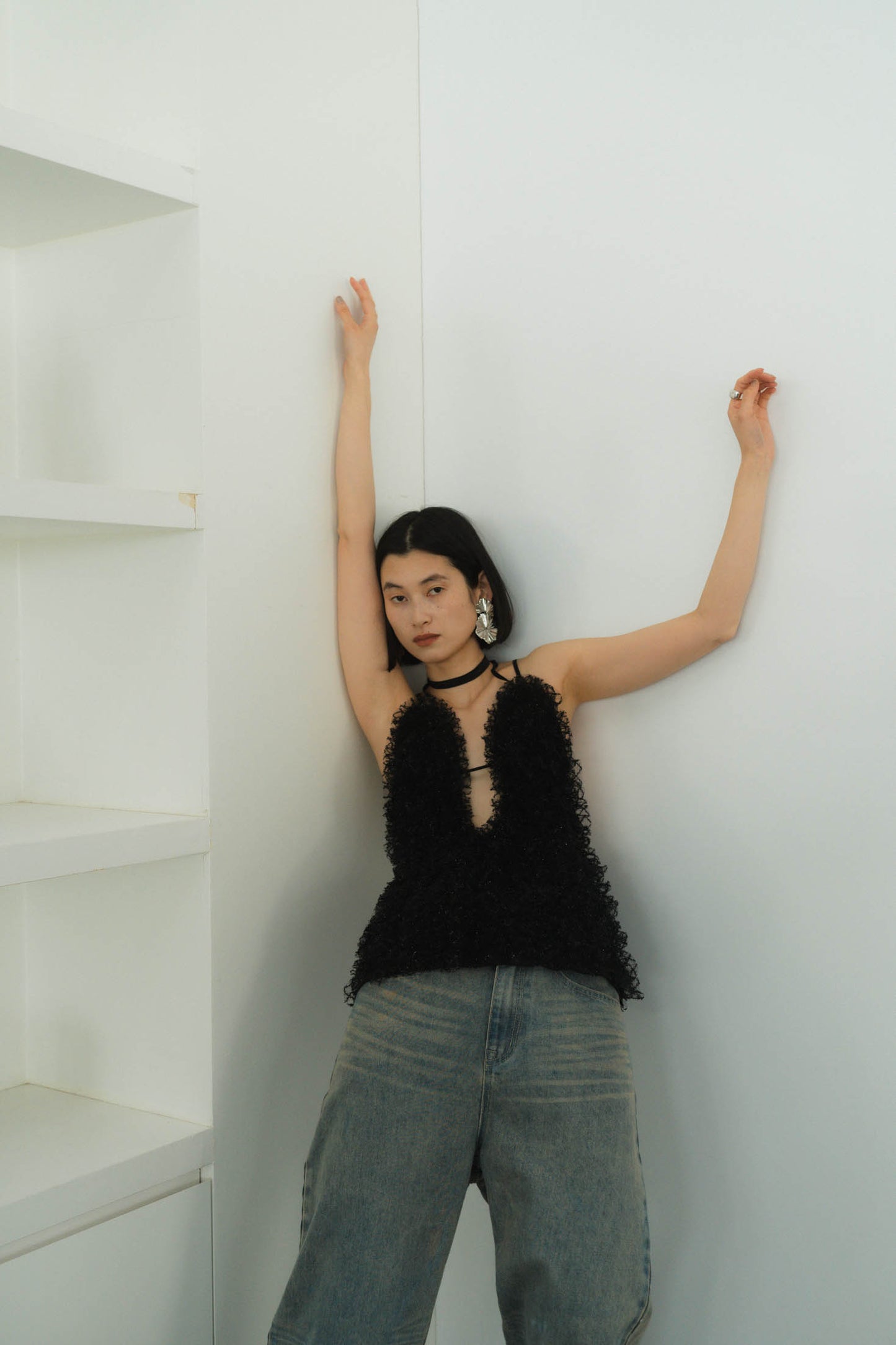 U neck tulle bustier/2color
