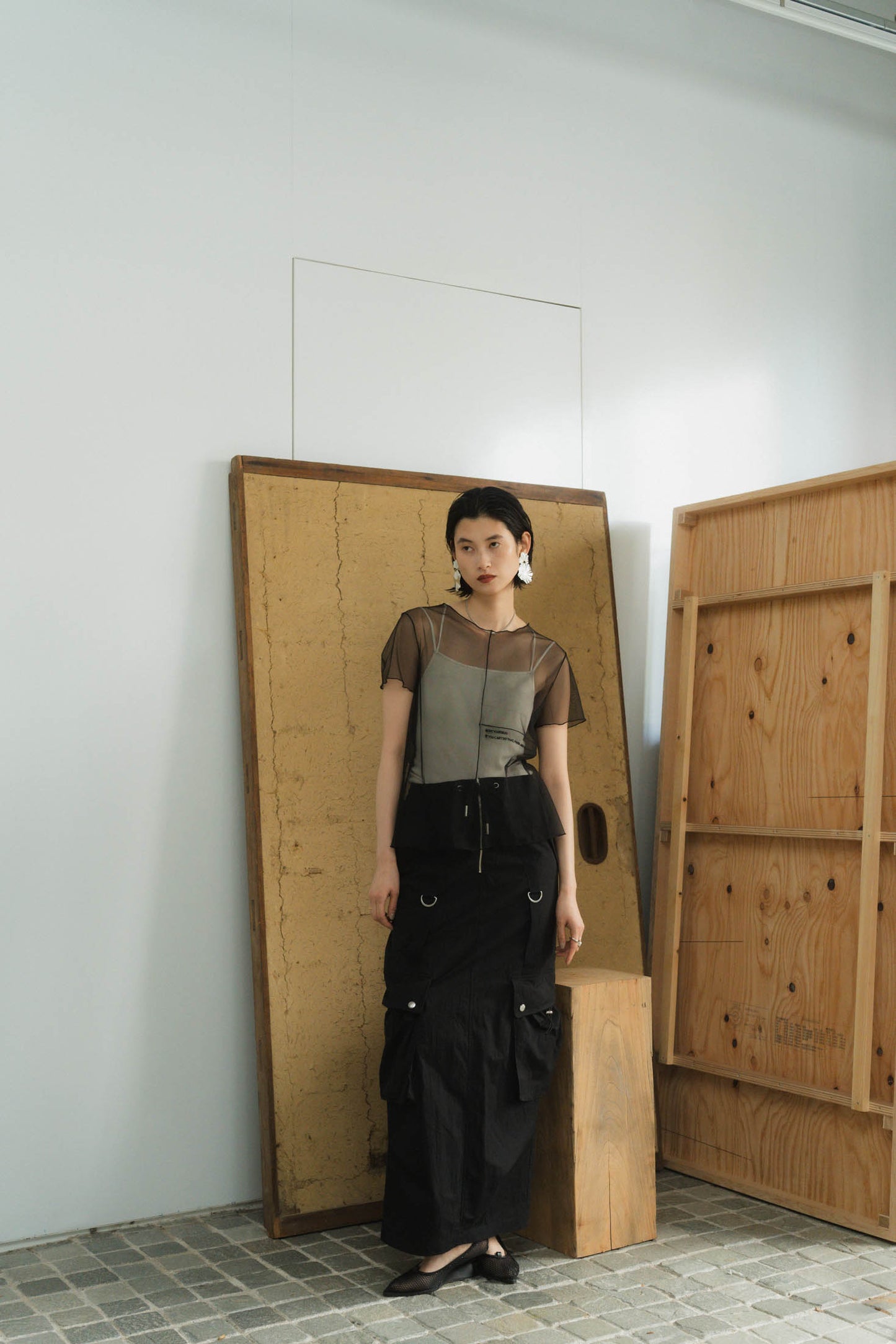 embroidery sheer T/4color