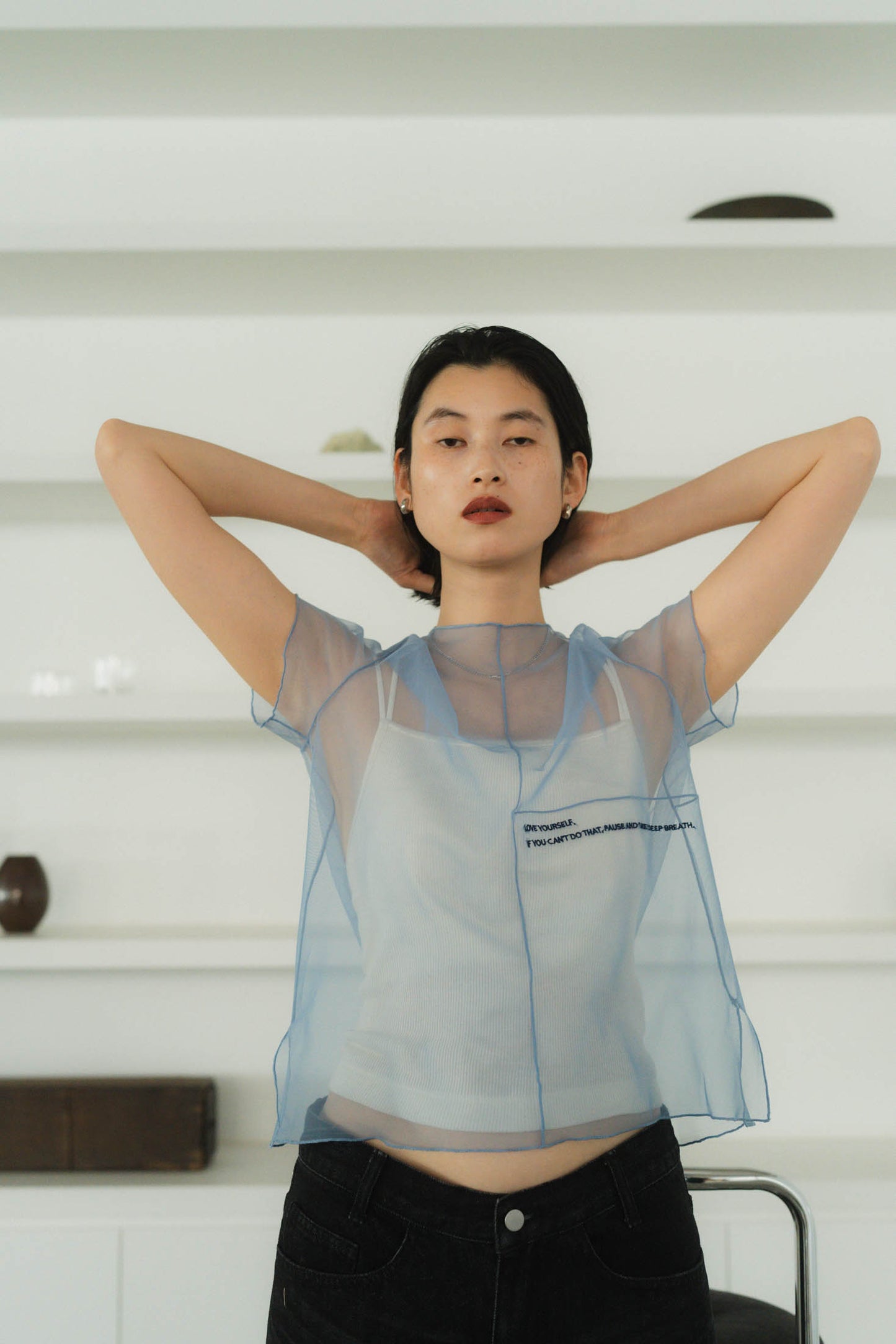embroidery sheer T/4color