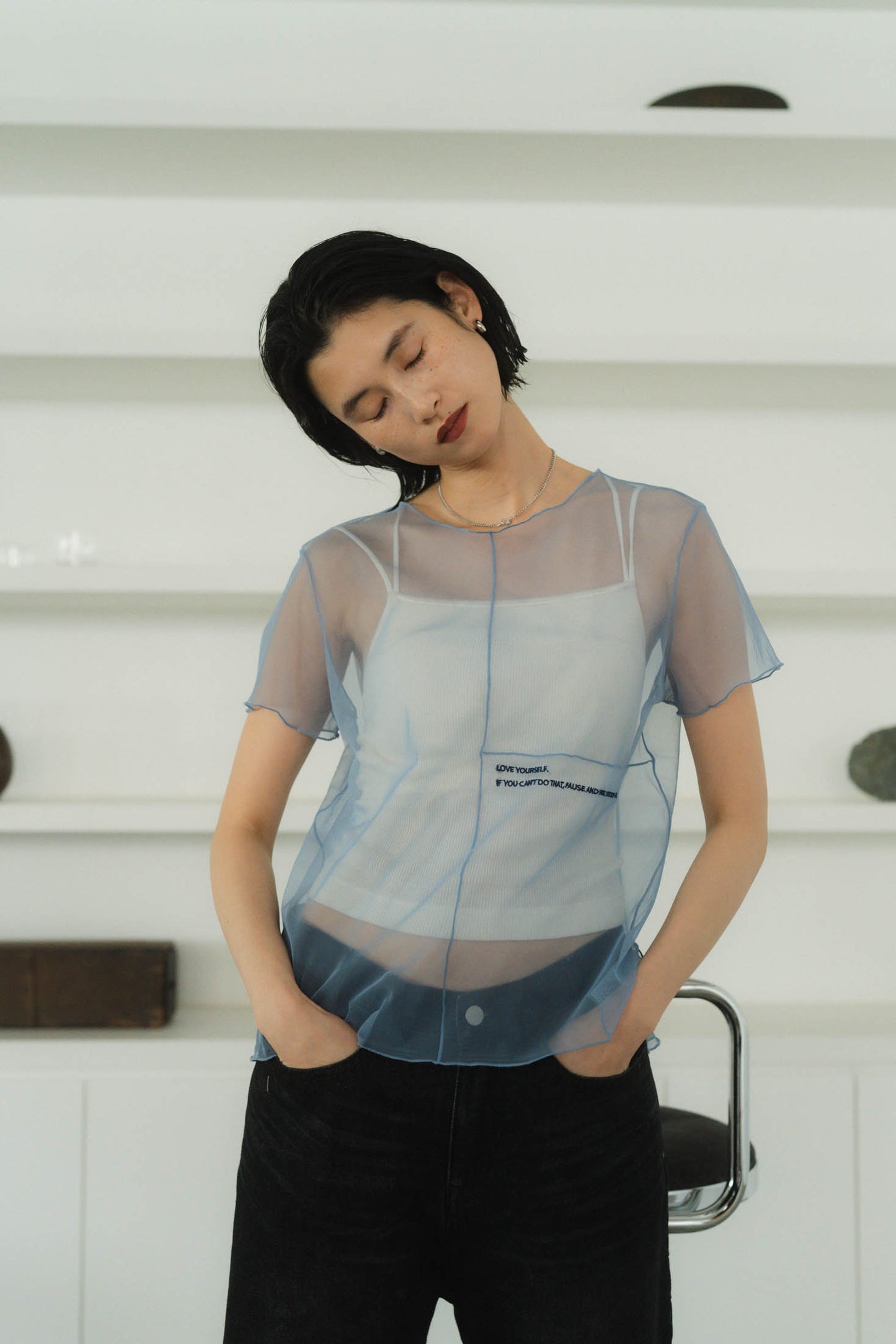 embroidery sheer T/4color