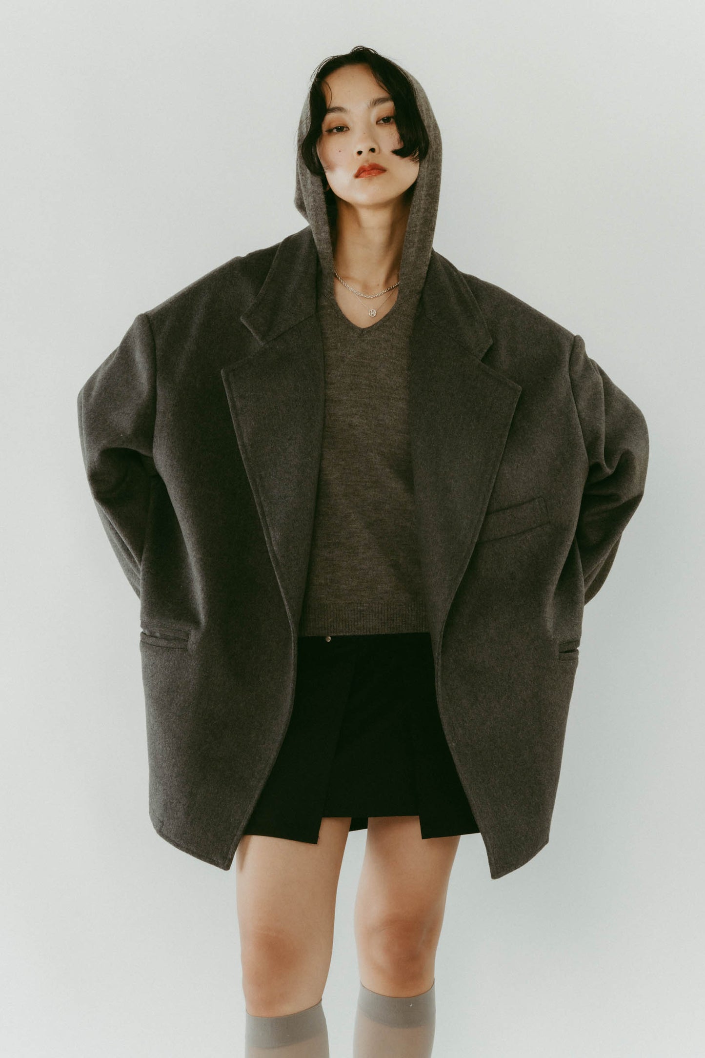 muffler overlay jacket(unisex)/gray