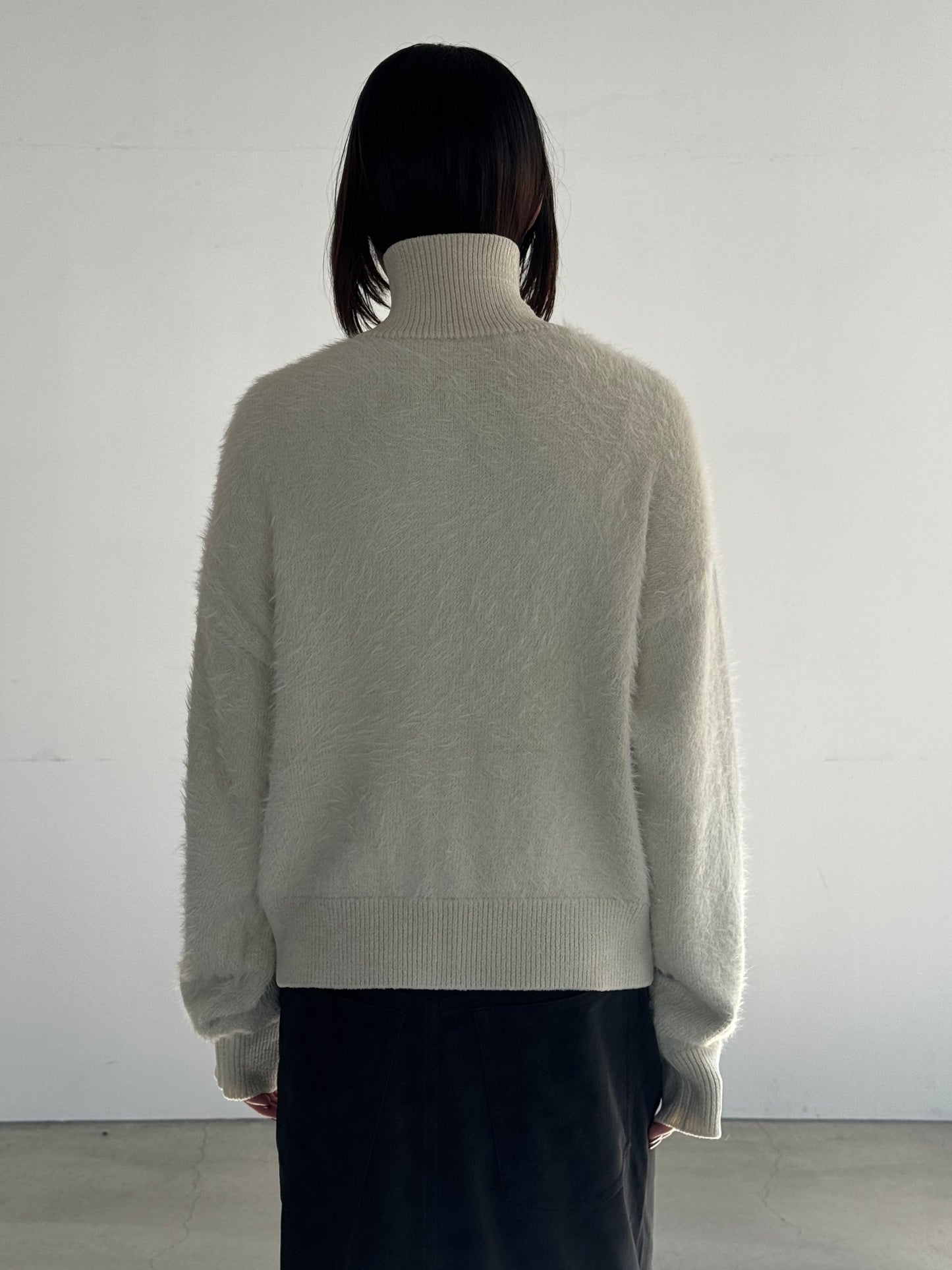 (仮商品名)シャギージップニット/ivory