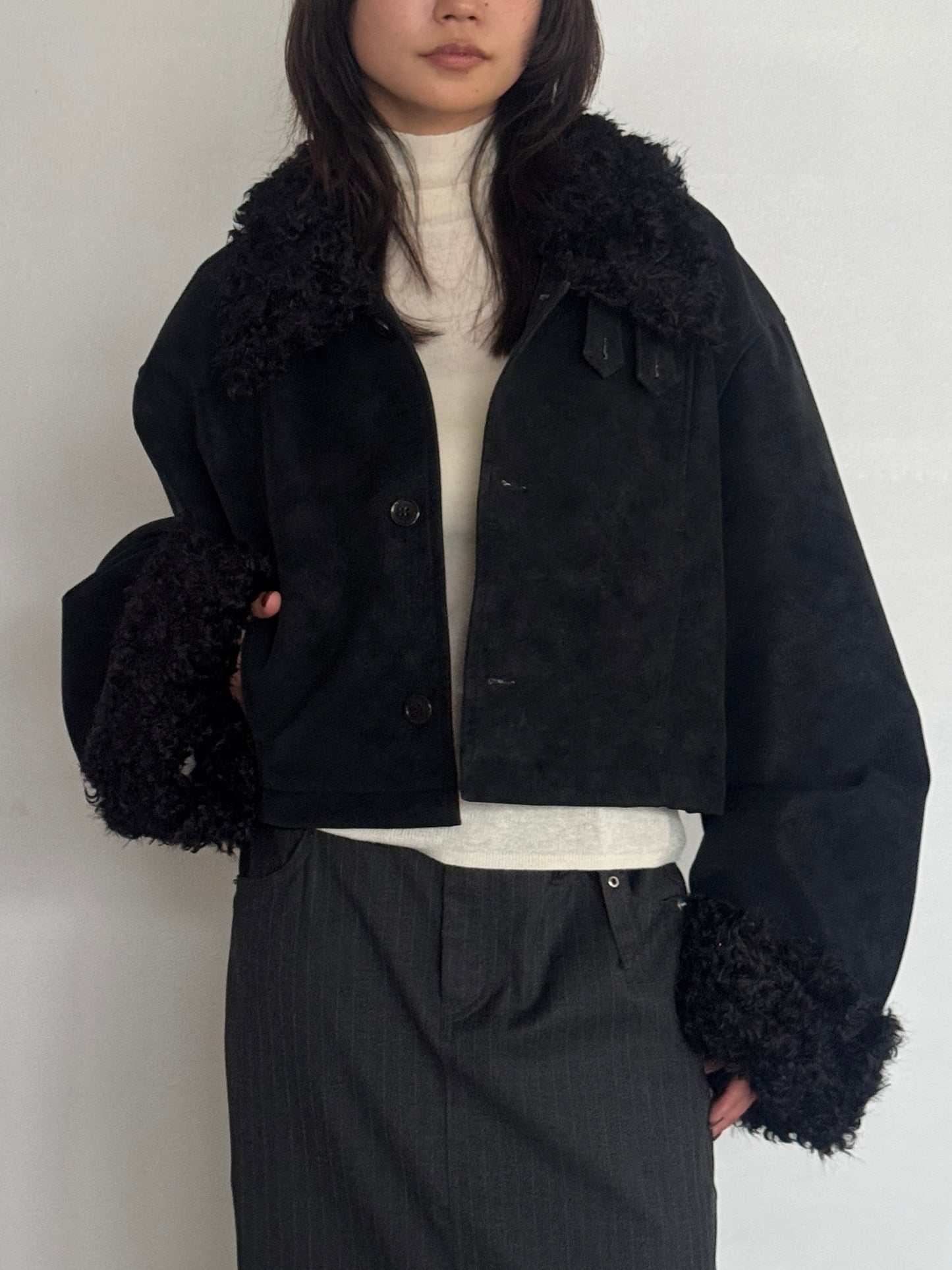 (仮商品名)2wayトレンチムートン(unisex)/black