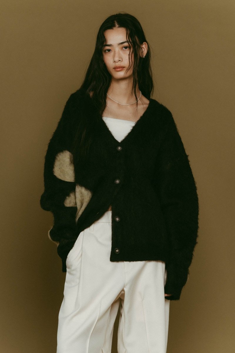 accent mohair cardigan(unisex)/black - KNUTH MARF