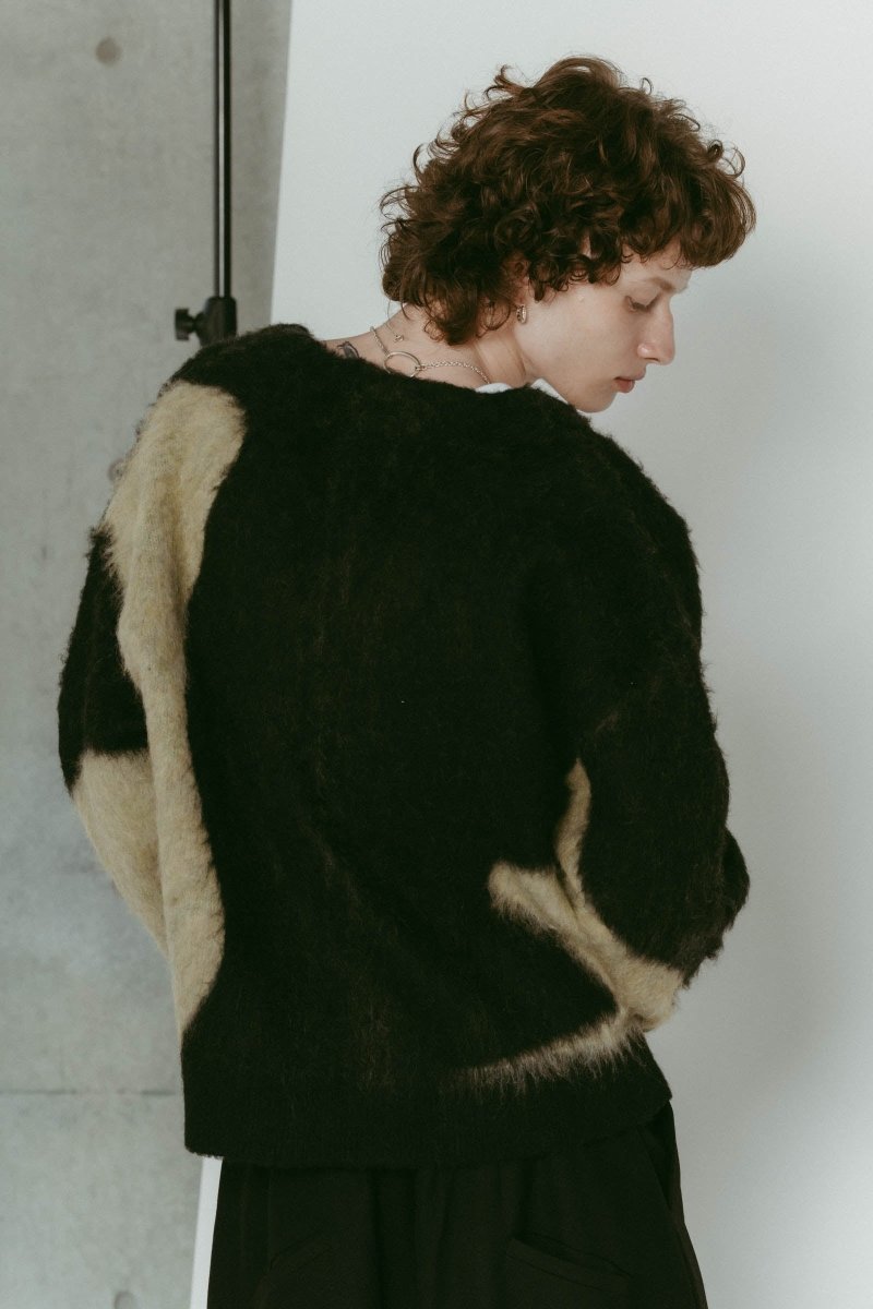 accent mohair cardigan(unisex)/black - KNUTH MARF