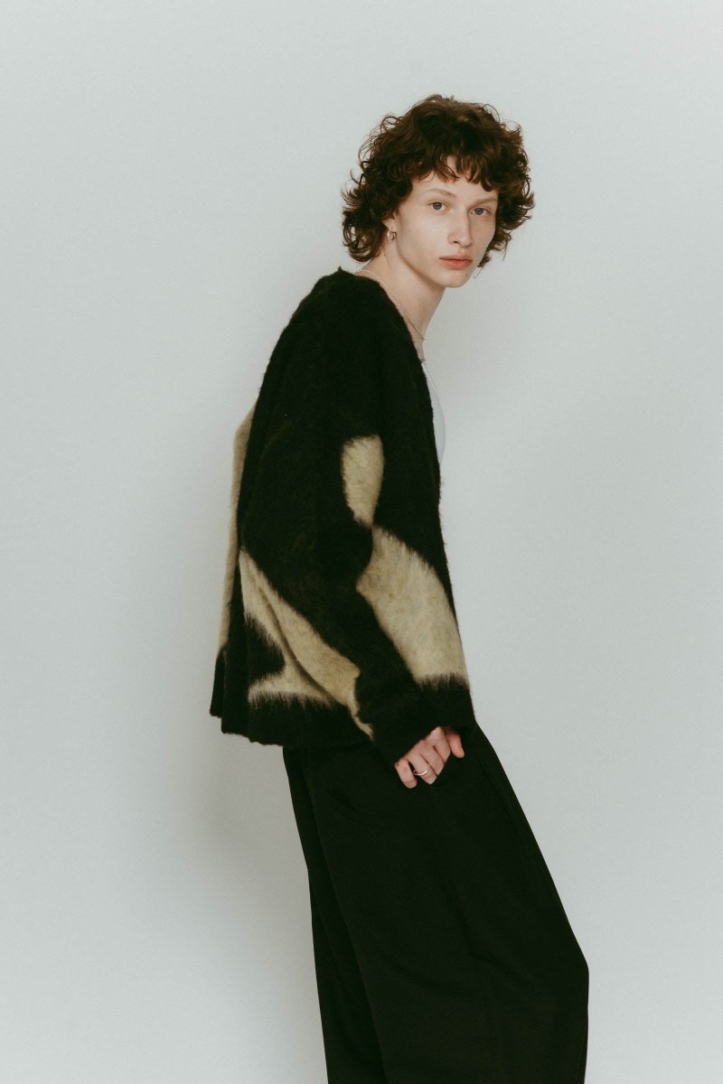 accent mohair cardigan(unisex)/black - KNUTH MARF