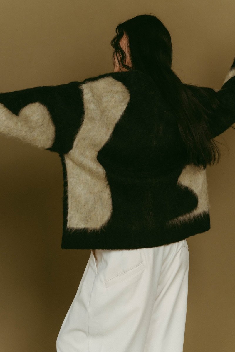 accent mohair cardigan(unisex)/black - KNUTH MARF