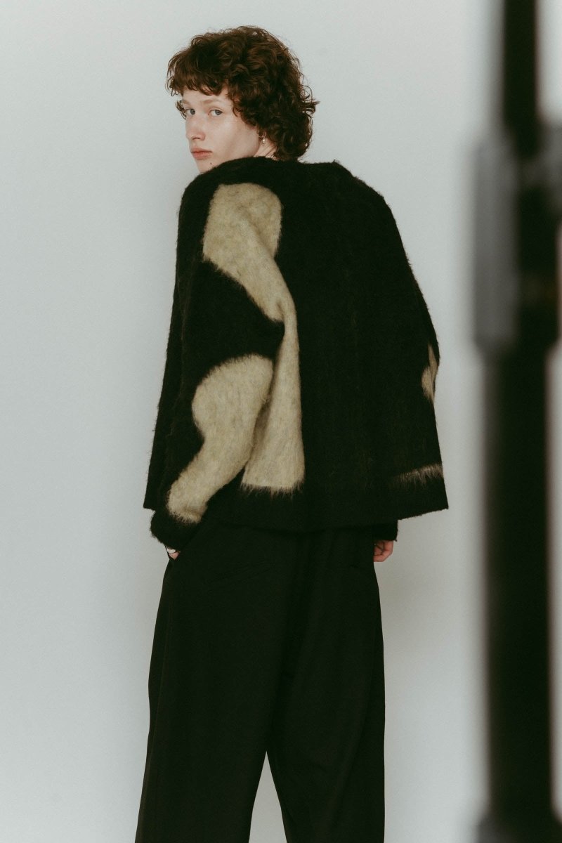 accent mohair cardigan(unisex)/black - KNUTH MARF