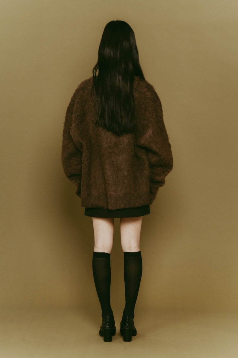 accent mohair cardigan(unisex)/brown - KNUTH MARF