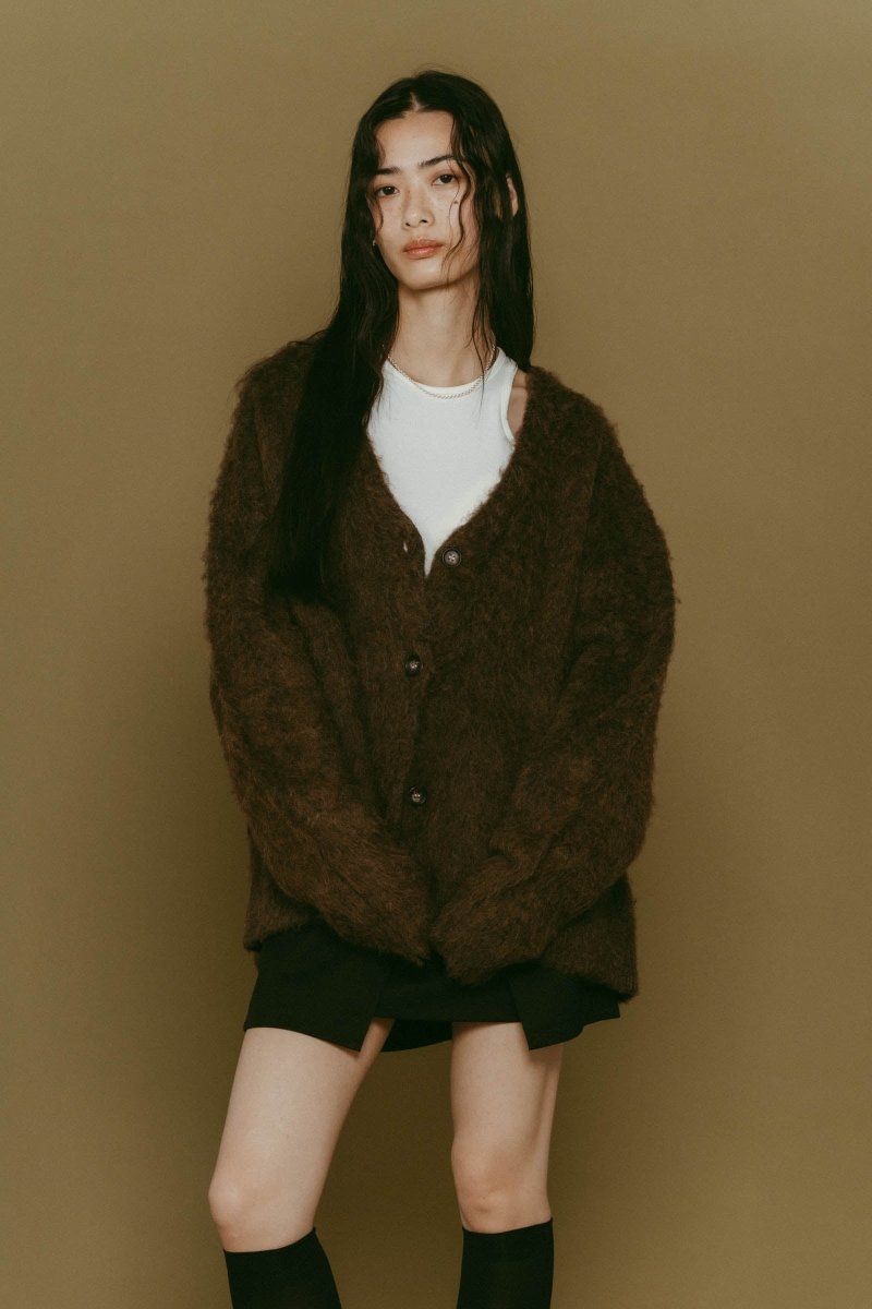 accent mohair cardigan(unisex)/brown - KNUTH MARF