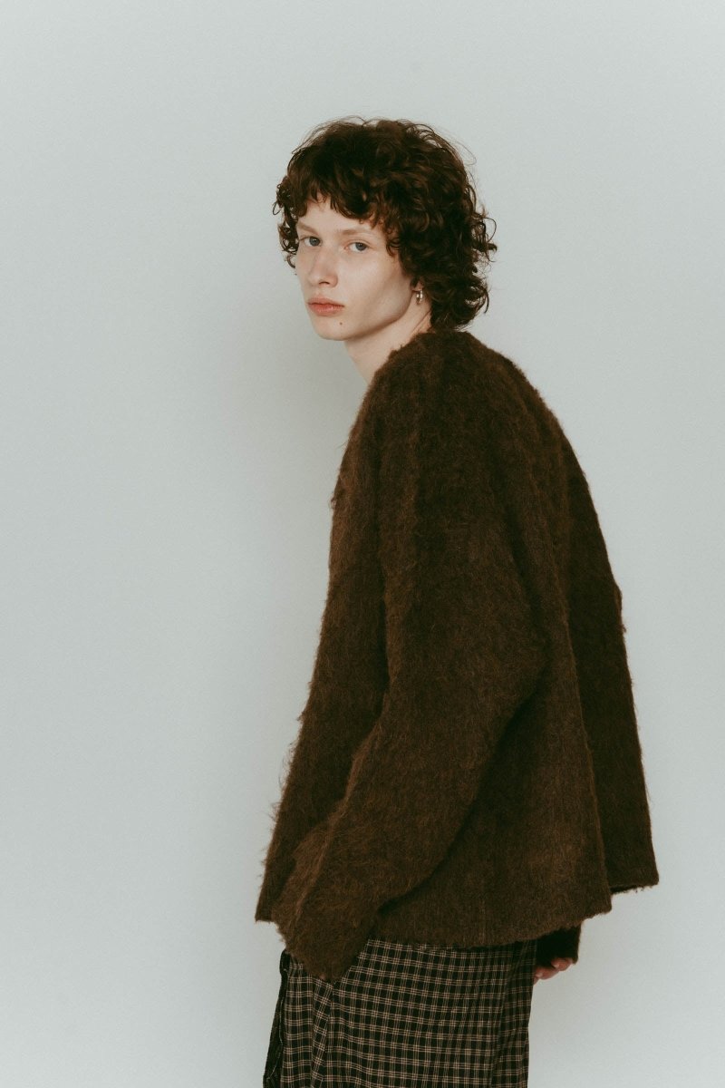 accent mohair cardigan(unisex)/brown - KNUTH MARF