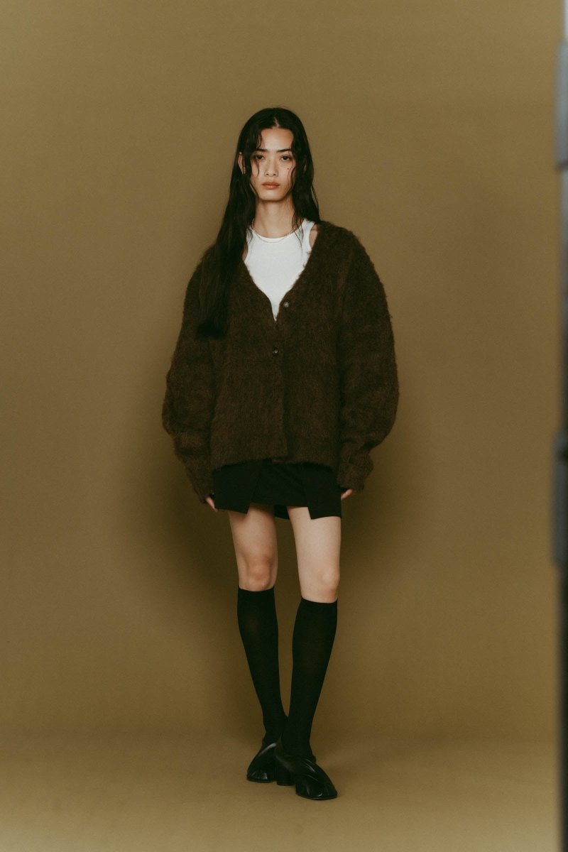 accent mohair cardigan(unisex)/brown - KNUTH MARF
