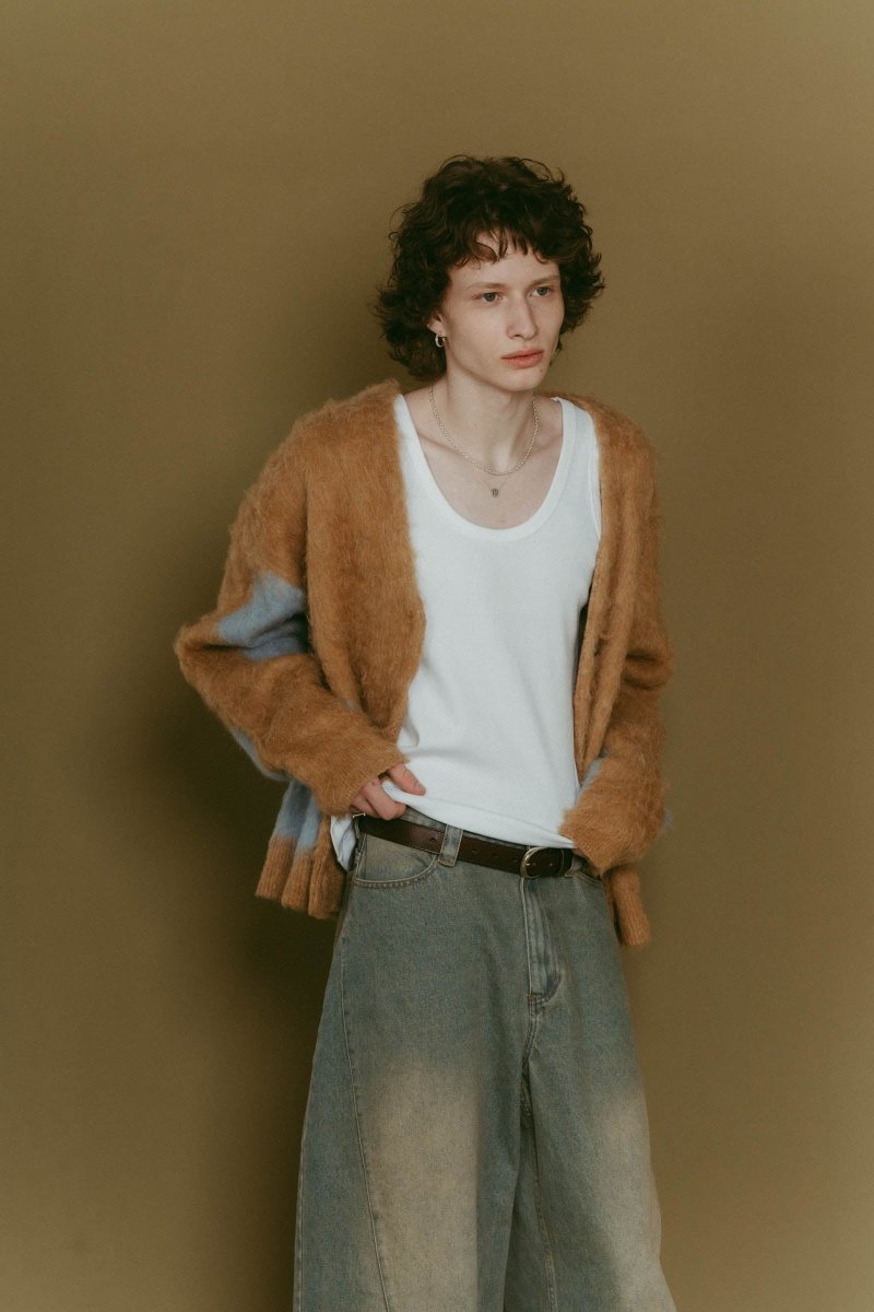 accent mohair cardigan(unisex)/camel - KNUTH MARF