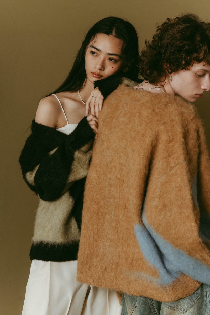 accent mohair cardigan(unisex)/camel - KNUTH MARF