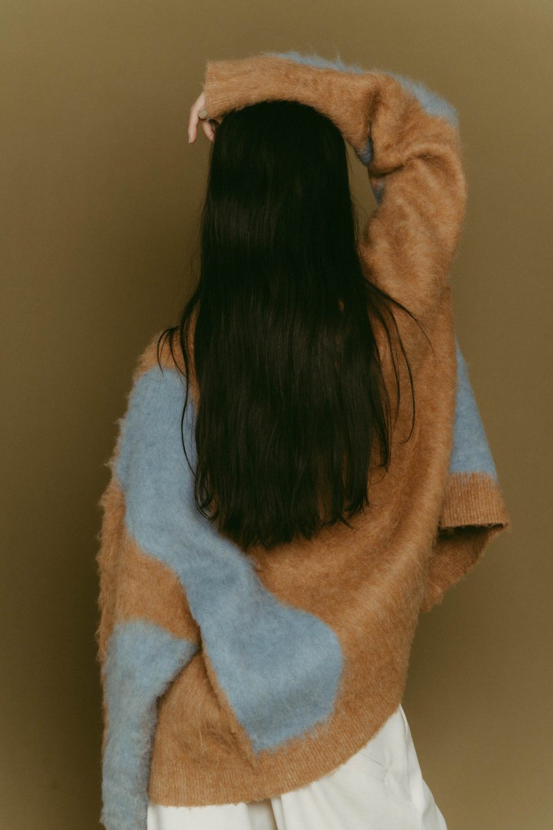accent mohair cardigan(unisex)/camel - KNUTH MARF
