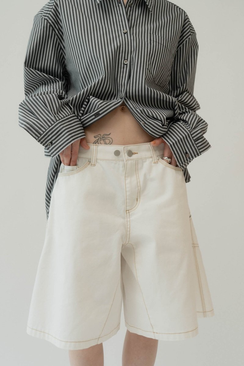 back label denim half pants/2color - KNUTH MARF