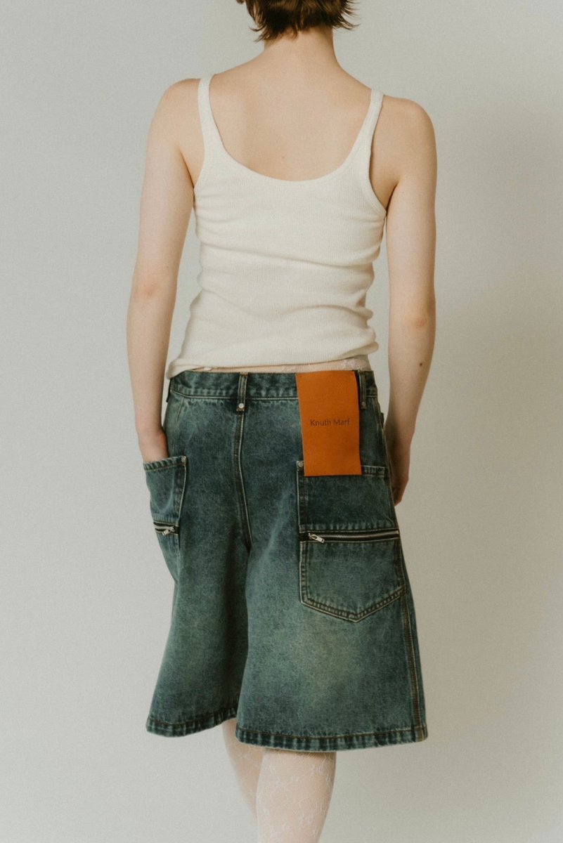 back label denim half pants/2color - KNUTH MARF