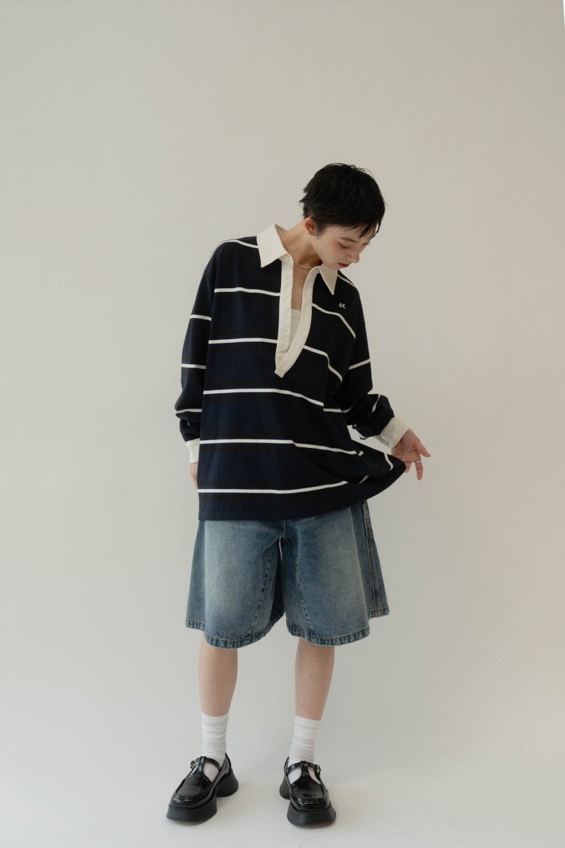 back label denim half pants/2color - KNUTH MARF