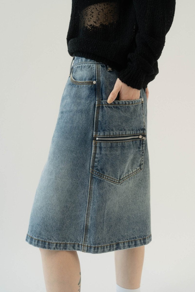back label denim half pants/2color - KNUTH MARF