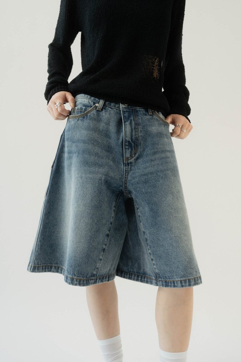 back label denim half pants/2color - KNUTH MARF