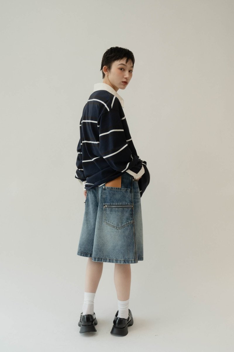 back label denim half pants/2color - KNUTH MARF