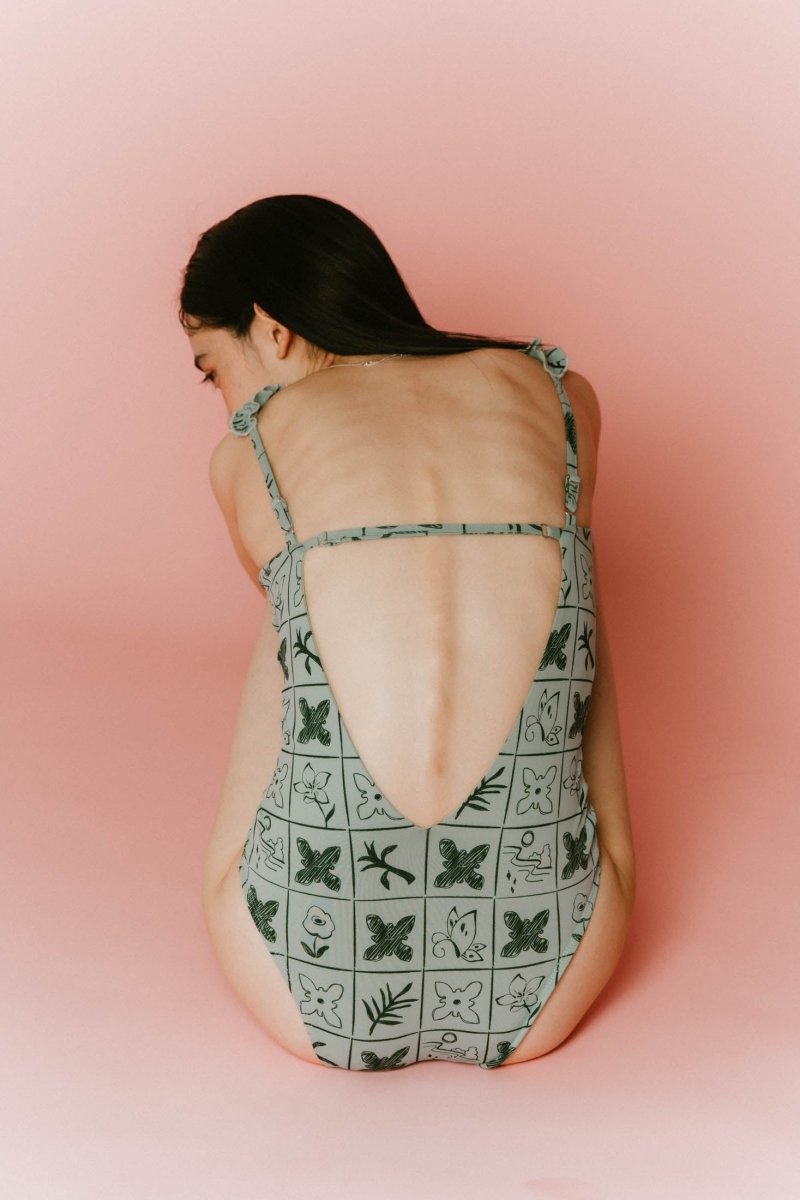 back open flower swim suit/2color - KNUTH MARF
