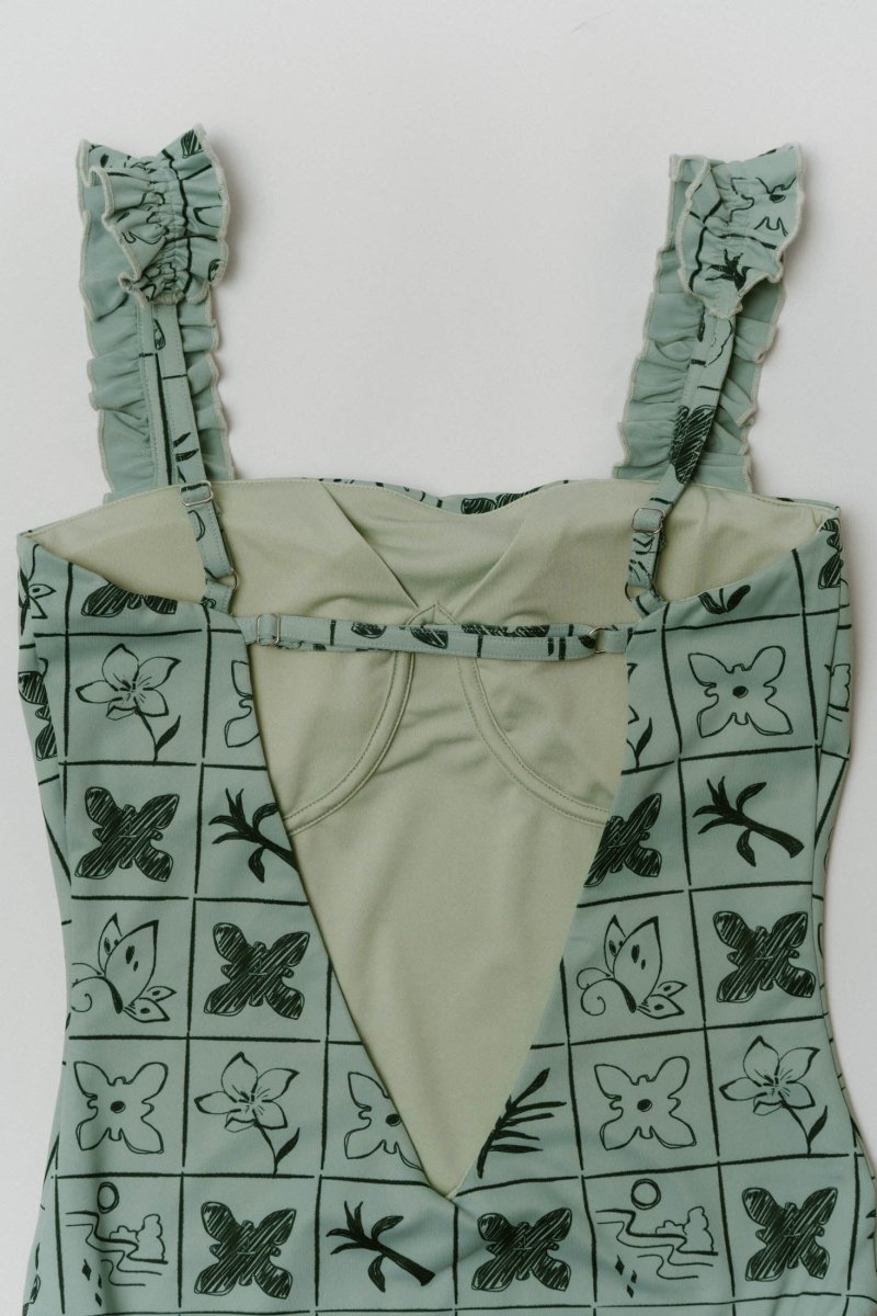 back open flower swim suit/2color - KNUTH MARF