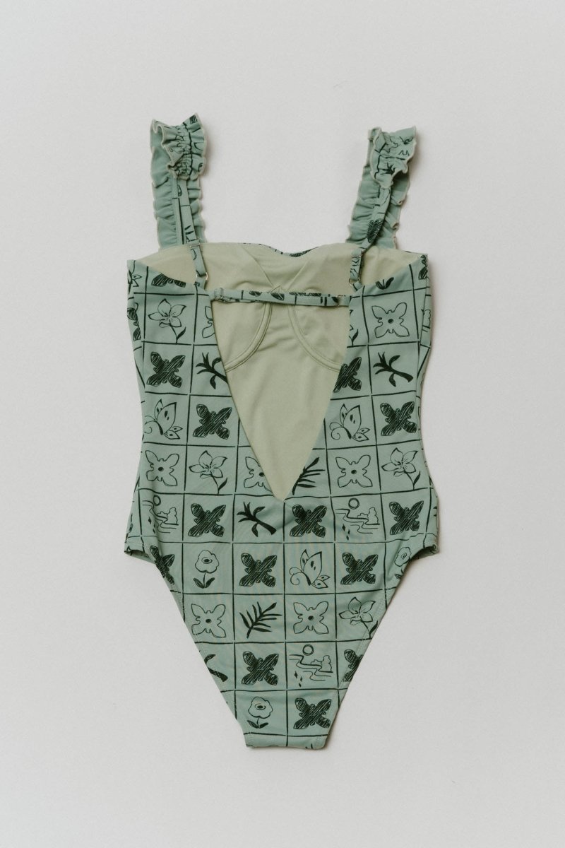 back open flower swim suit/2color - KNUTH MARF