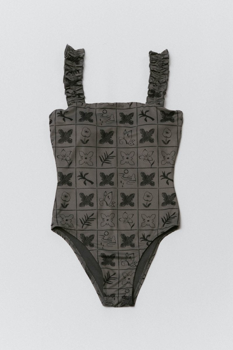 back open flower swim suit/2color - KNUTH MARF