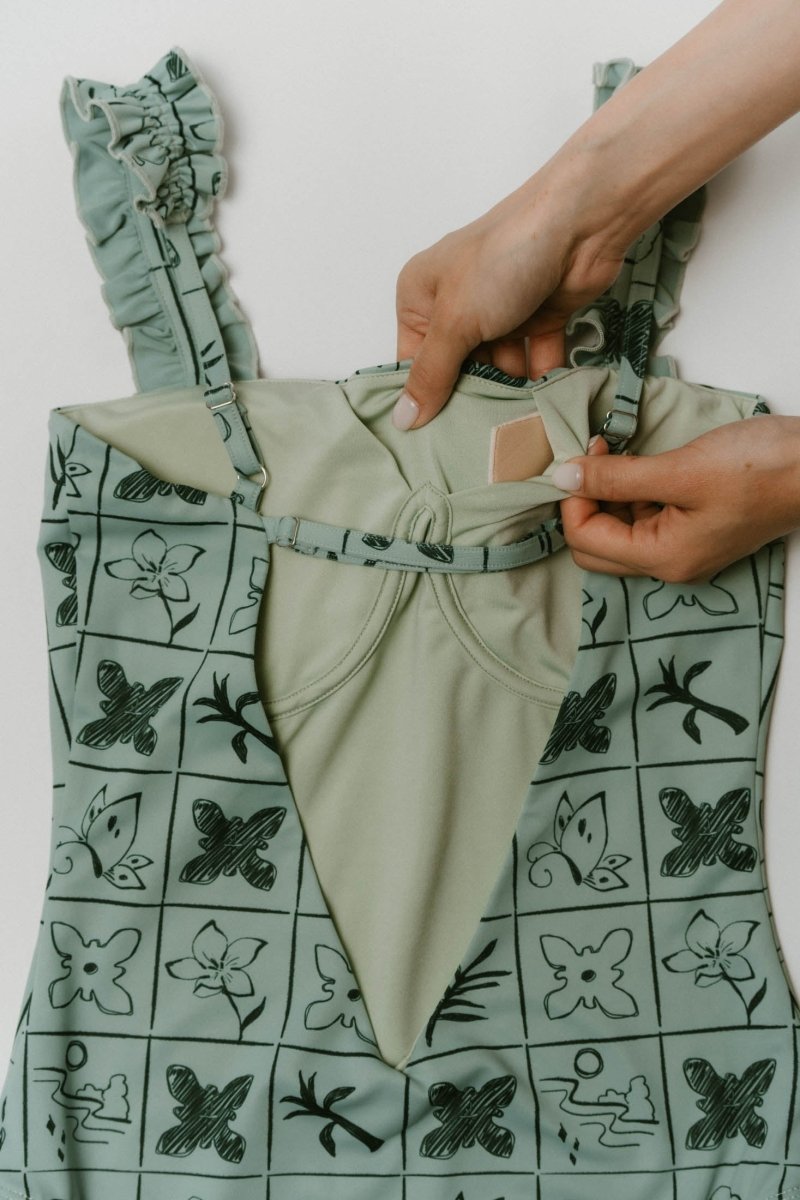 back open flower swim suit/2color - KNUTH MARF
