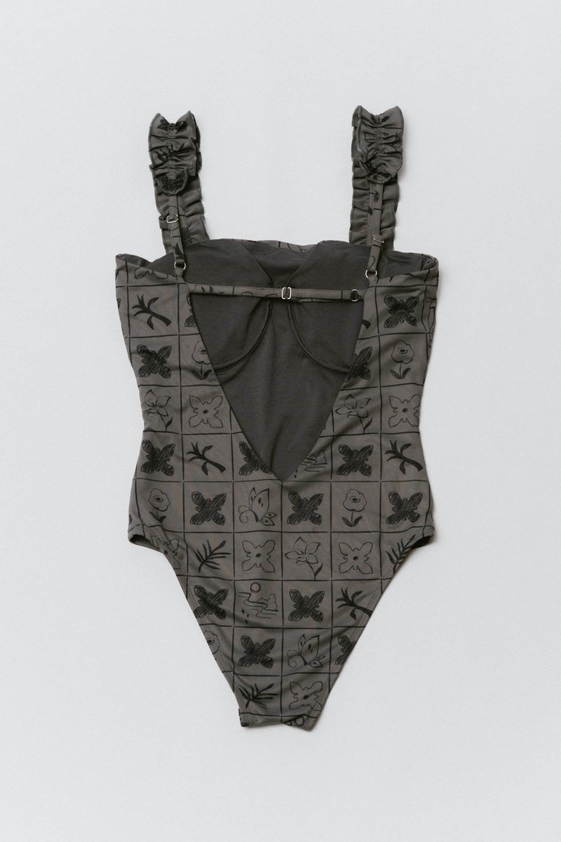 back open flower swim suit/2color - KNUTH MARF