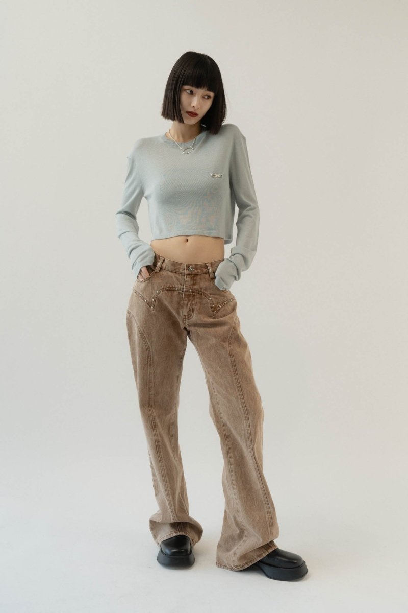 bell bottoms denim pants/cinnamon - KNUTH MARF
