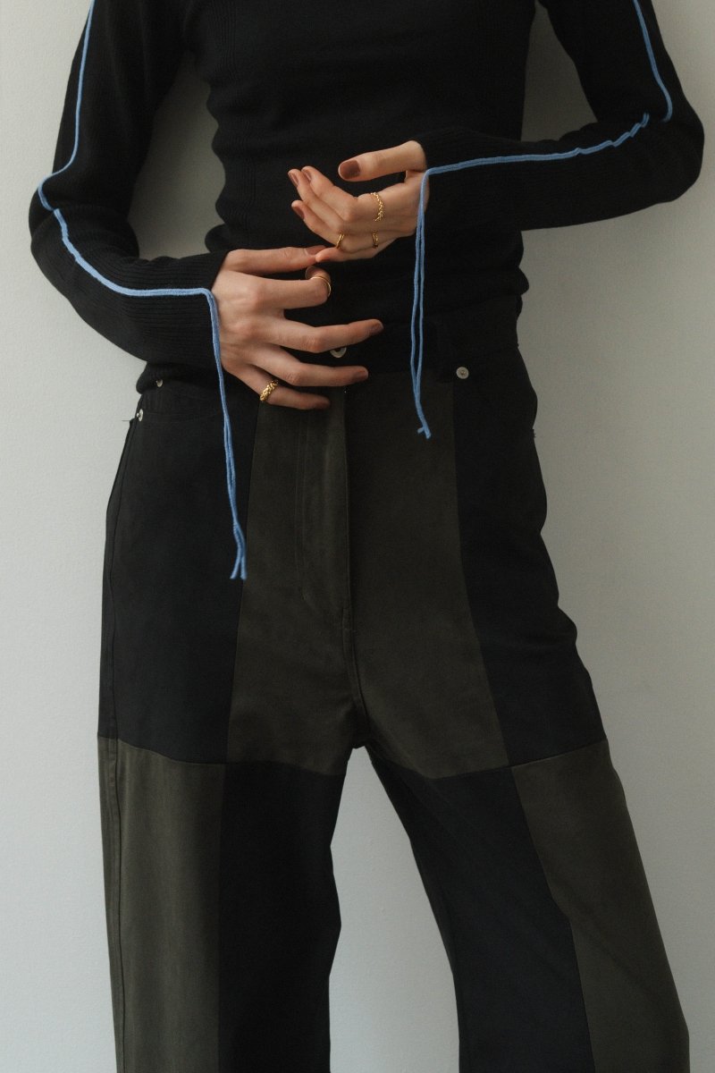 block check suede pants/2color - KNUTH MARF