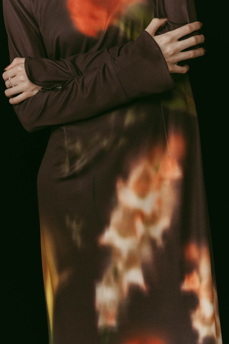 blurry flower one piece/brown - KNUTH MARF