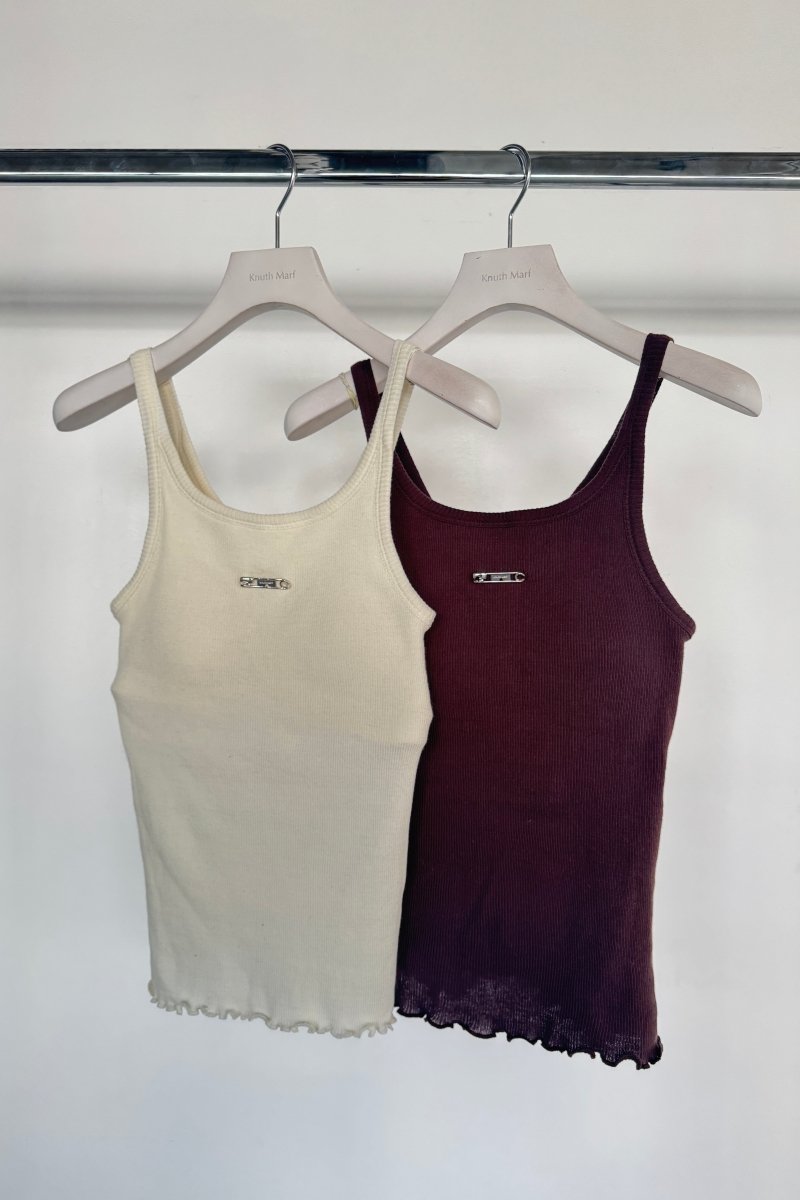 cap in rib tank top/brown,ivory - KNUTH MARF