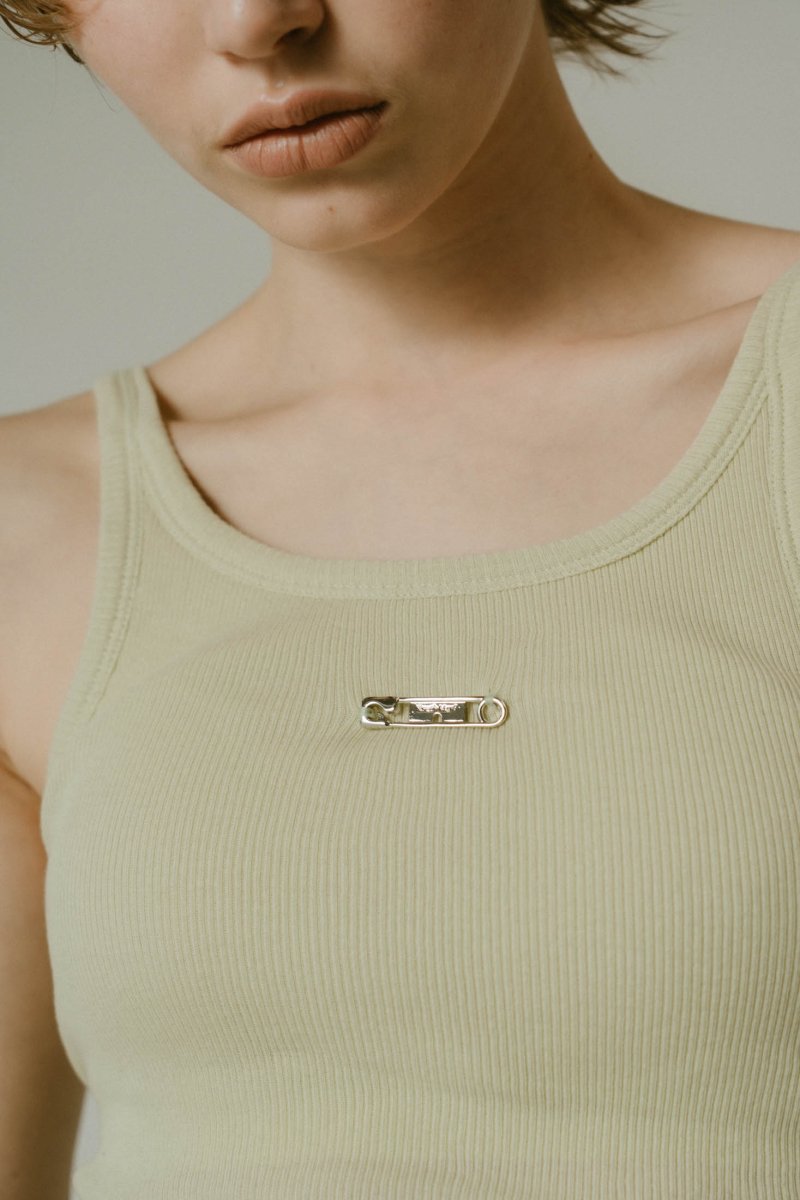 cap in rib tank top/gray,lime - KNUTH MARF