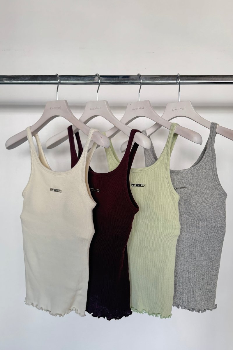 cap in rib tank top/gray,lime - KNUTH MARF