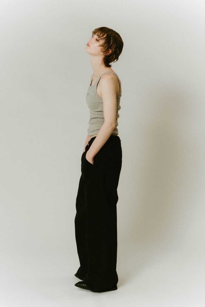 cap in rib tank top/gray,lime - KNUTH MARF