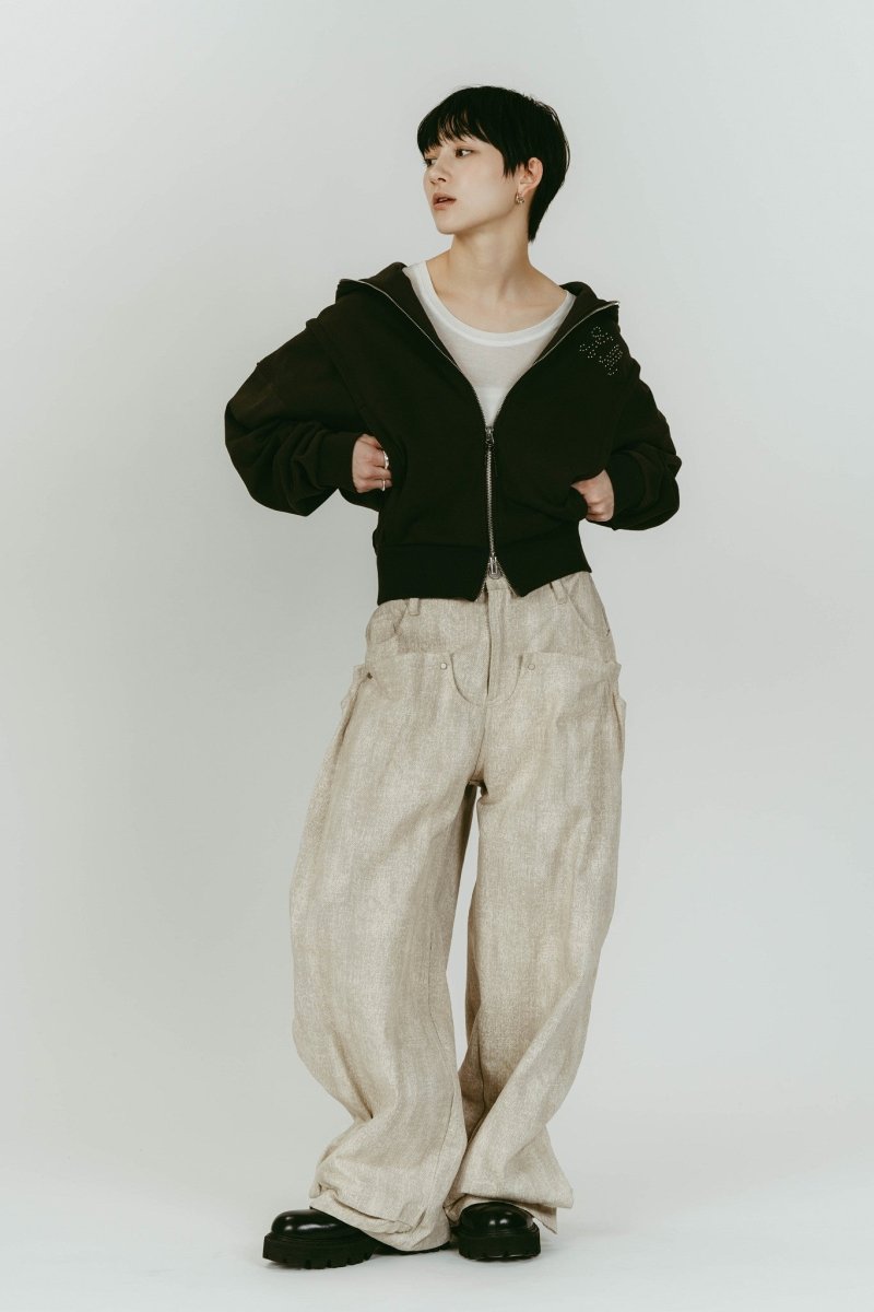cling drape denim pants(unisex)/greige - KNUTH MARF