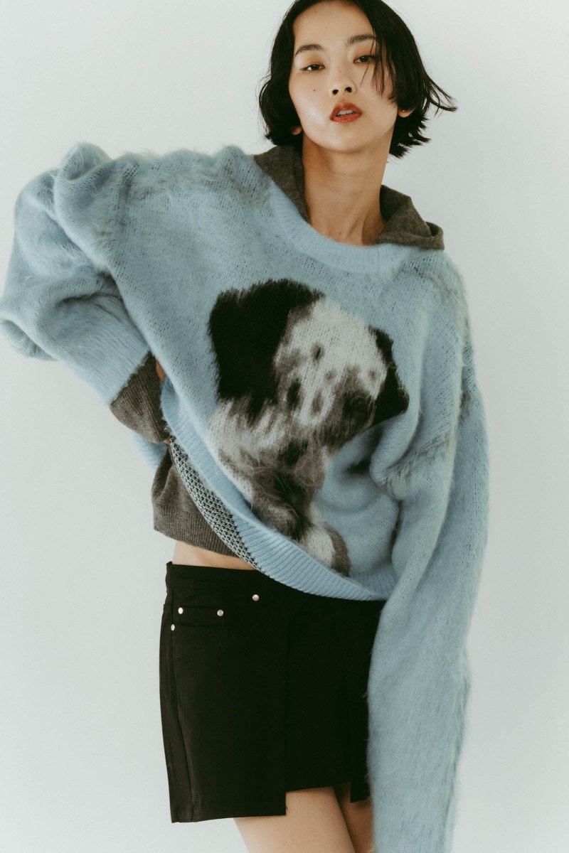 dalmatian shaggy knit(unisex)/blue - KNUTH MARF