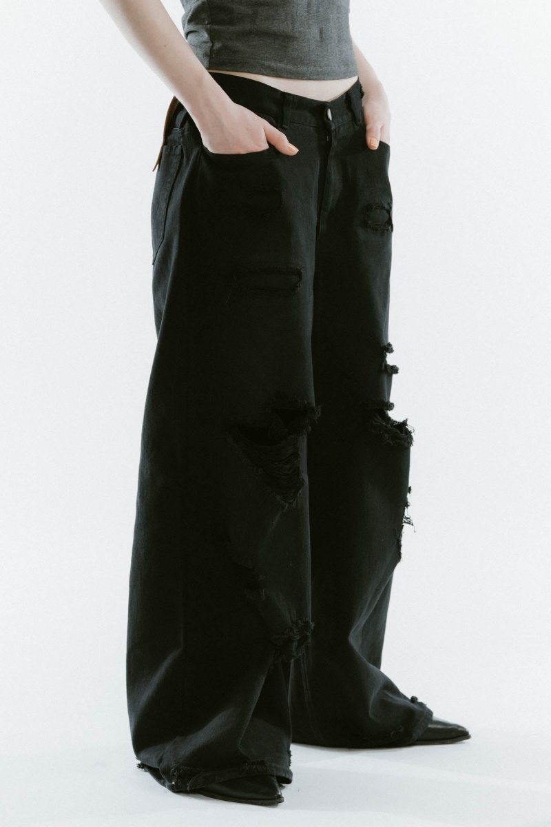 damage denim pants/blackblack - KNUTH MARF