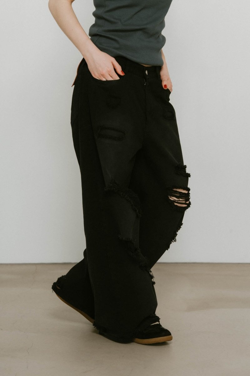 damage denim pants/blackblack - KNUTH MARF
