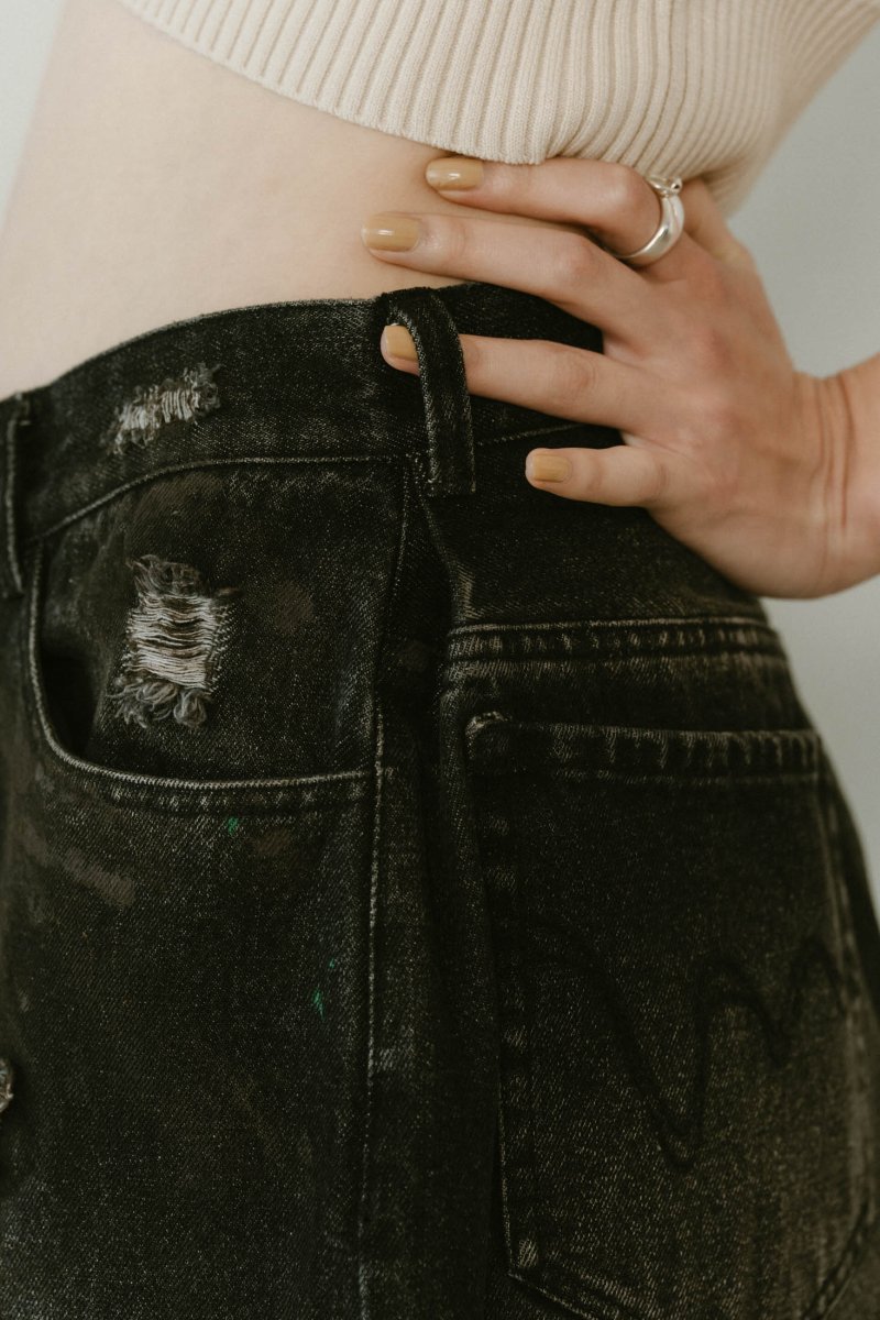 damage denim pants/blackwhite - KNUTH MARF