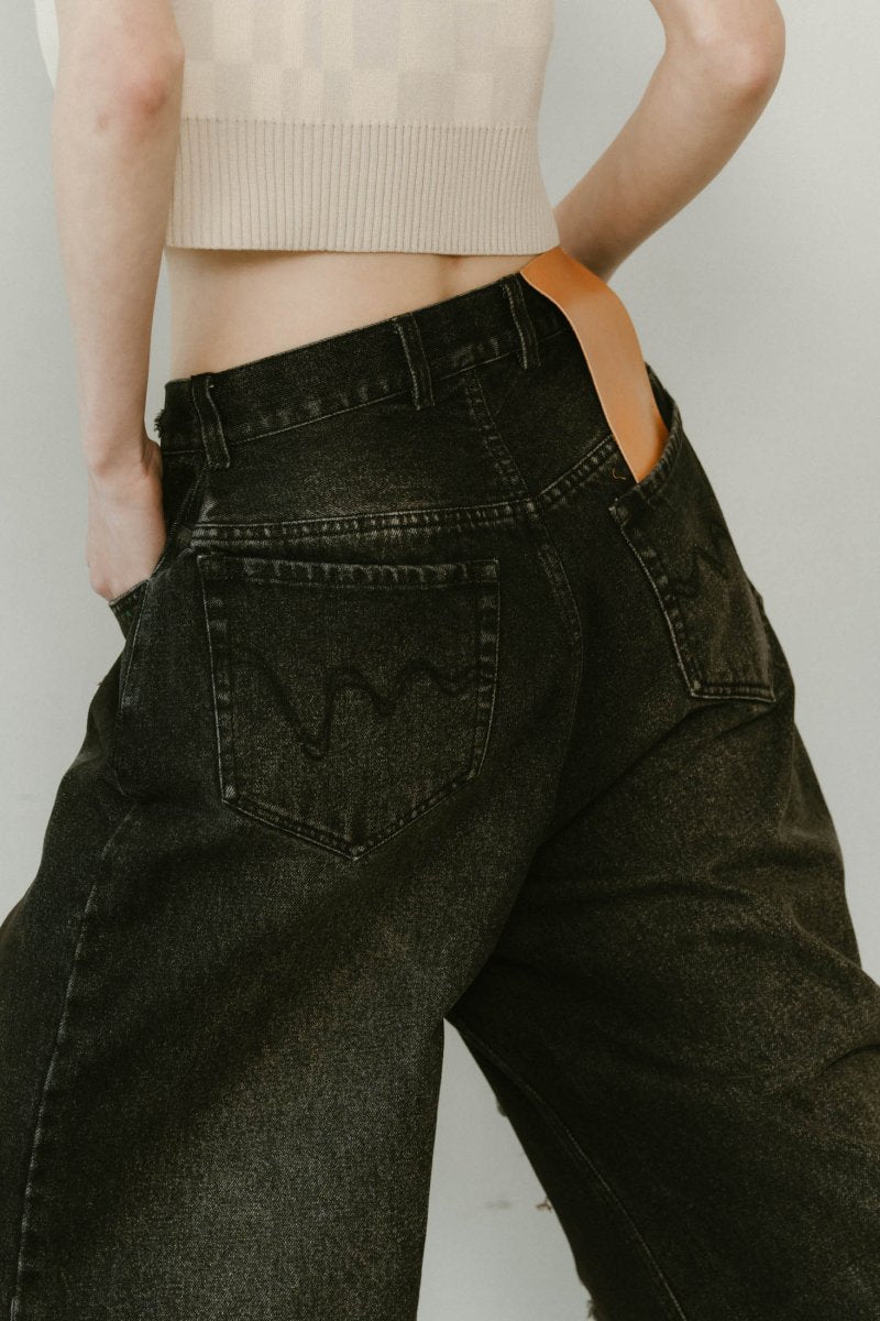 damage denim pants/blackwhite - KNUTH MARF